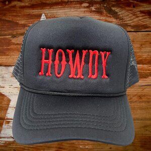 howdy embroidered black trucker hat